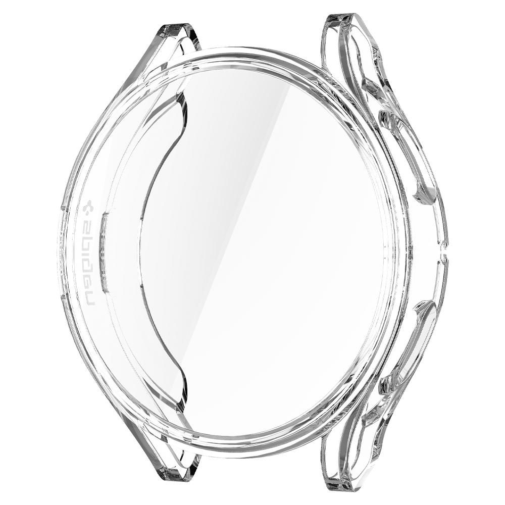 Protezione trasparente per orologio con superficie riflettente e logo.