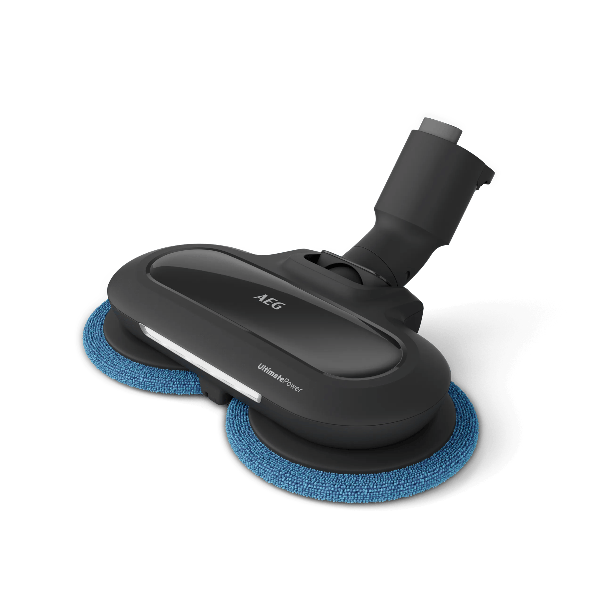 Accesorio de fregado AEG negro con almohadillas azules para aspiradora.