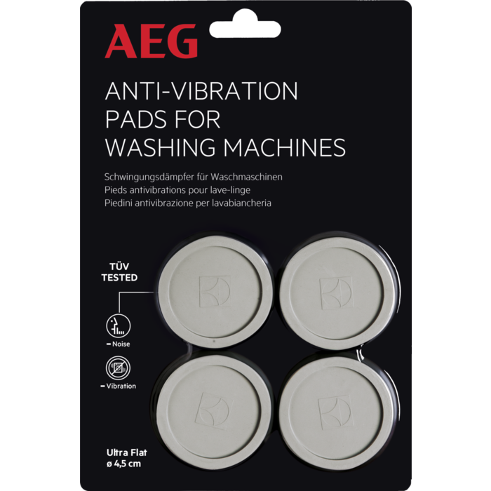 AEG Almohadillas Antivibración para Lavadoras, pack de 4, redondas, grises.