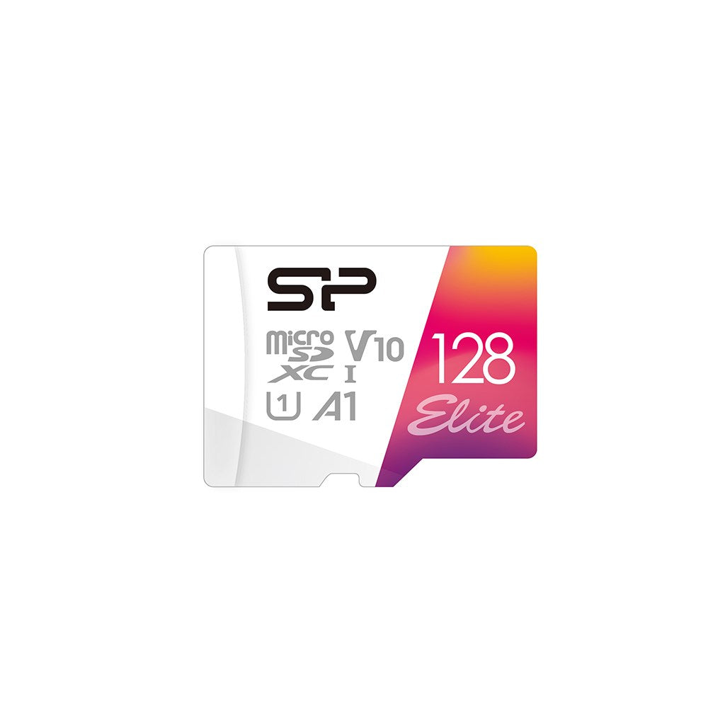 Karta pamięci SP Micro SDXC I V10 A1 Elite 128 GB z gradientem.
