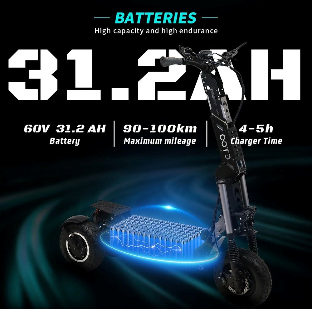 Uno scooter elettrico con una batteria da 60V e 31,2 Ah.