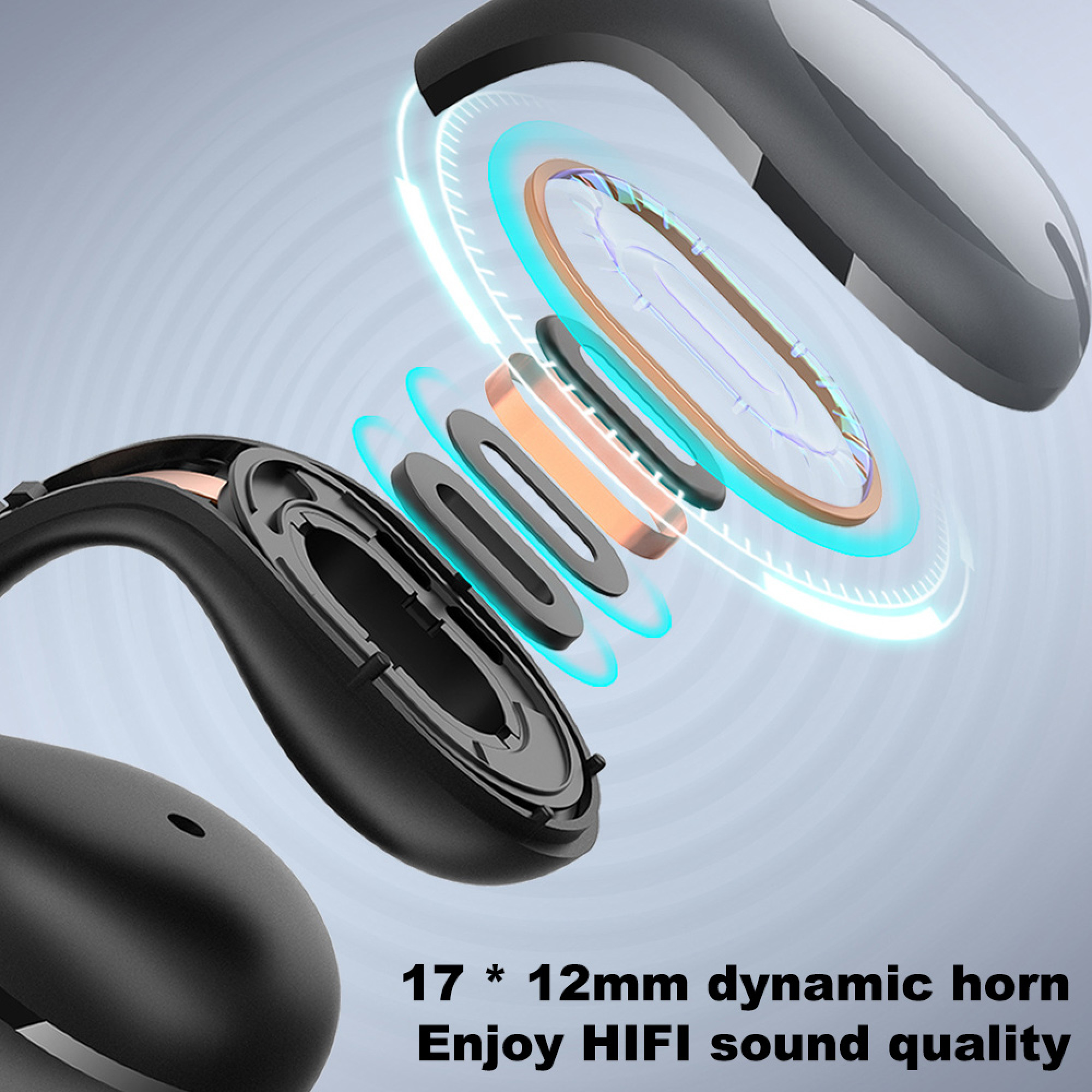 Explodierte Ansicht von Kopfhörern mit dynamischem 17x12mm Horn für HIFI-Sound.