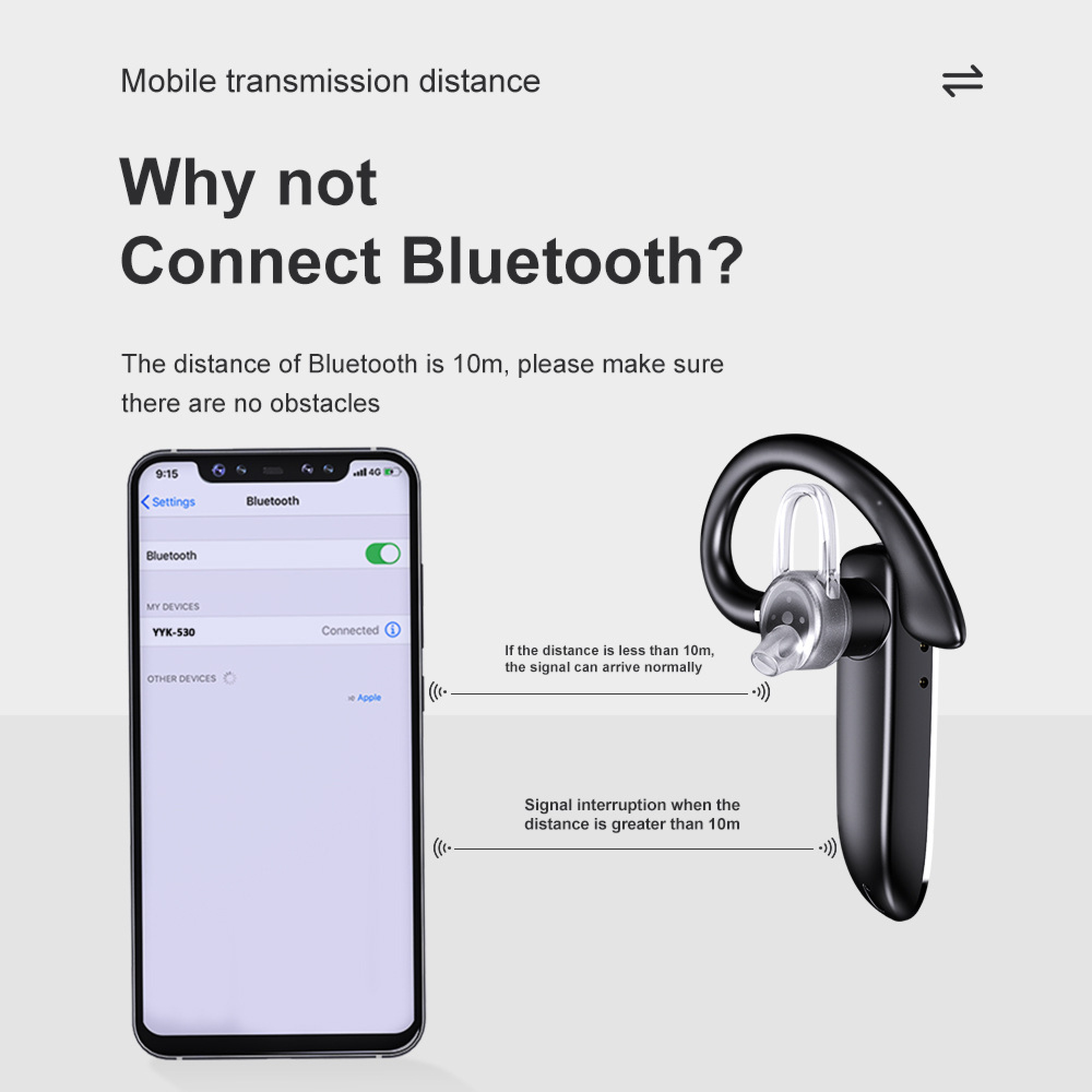 Ein Smartphone zeigt Bluetooth-Einstellungen, daneben ein schwarzes Headset.