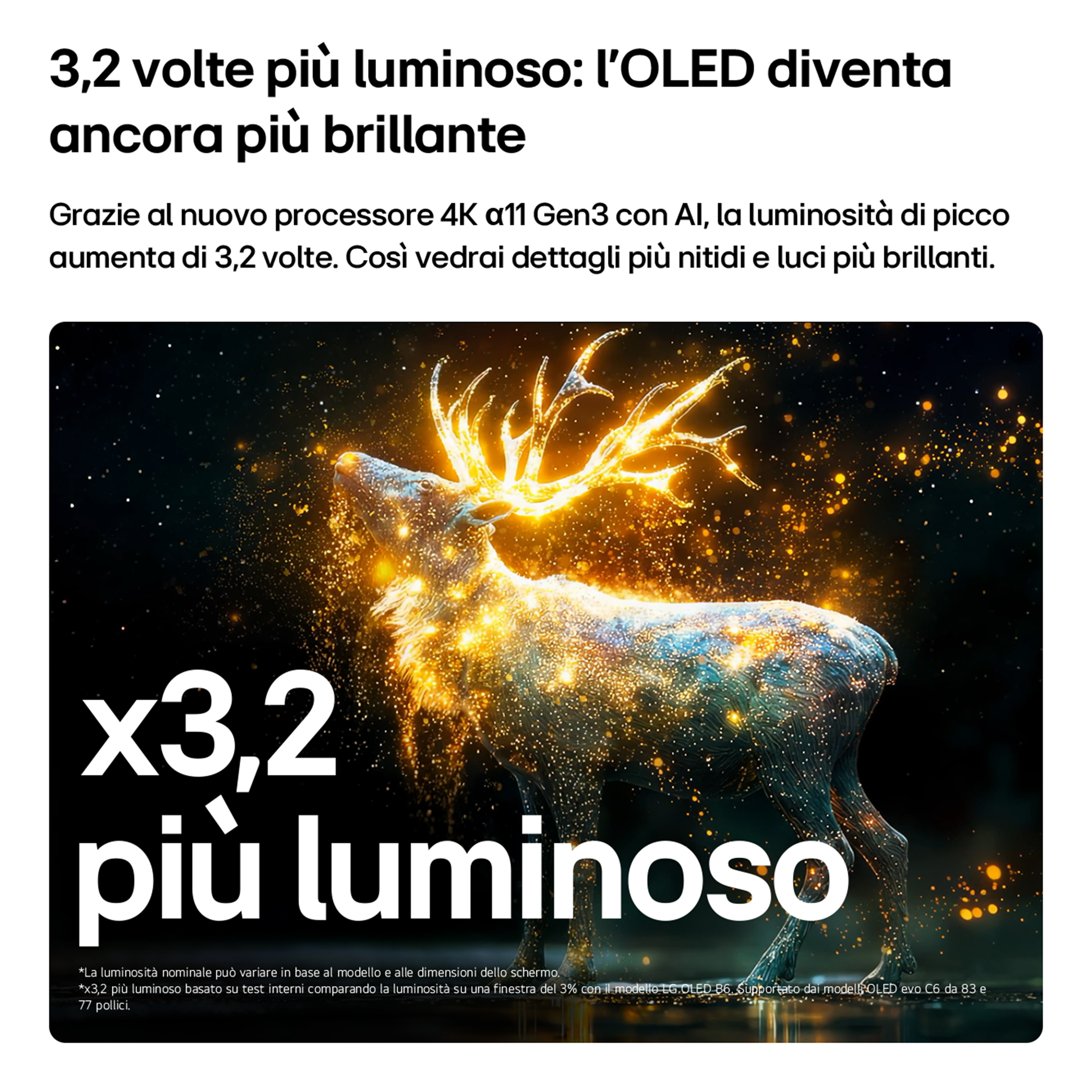 Un cervo di particelle luminose si erge su uno sfondo scuro e scintillante.
