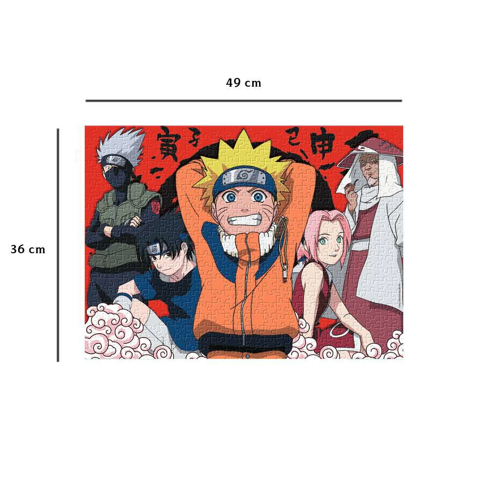 Naruto und Freunde auf einem Puzzle, 49x36 cm.