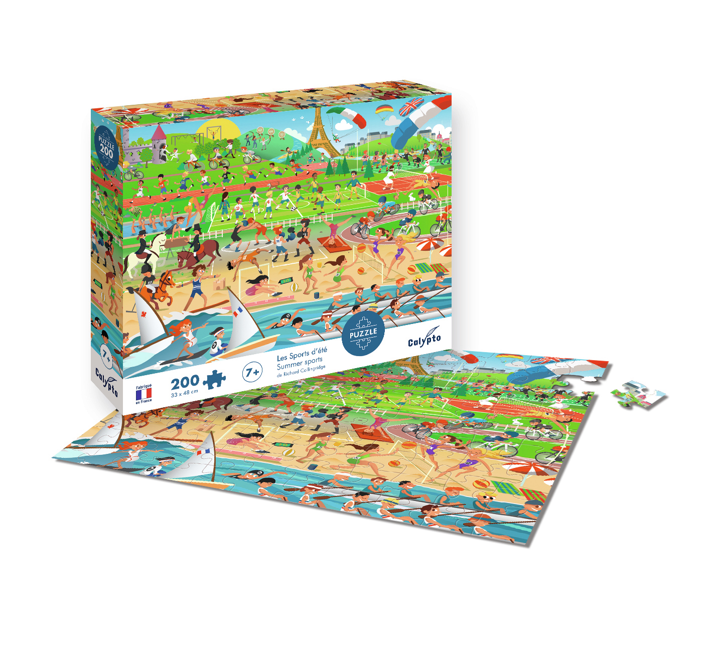 200-Teile-Puzzle mit sommerlichen Sportarten und Pariser Sehenswürdigkeiten.