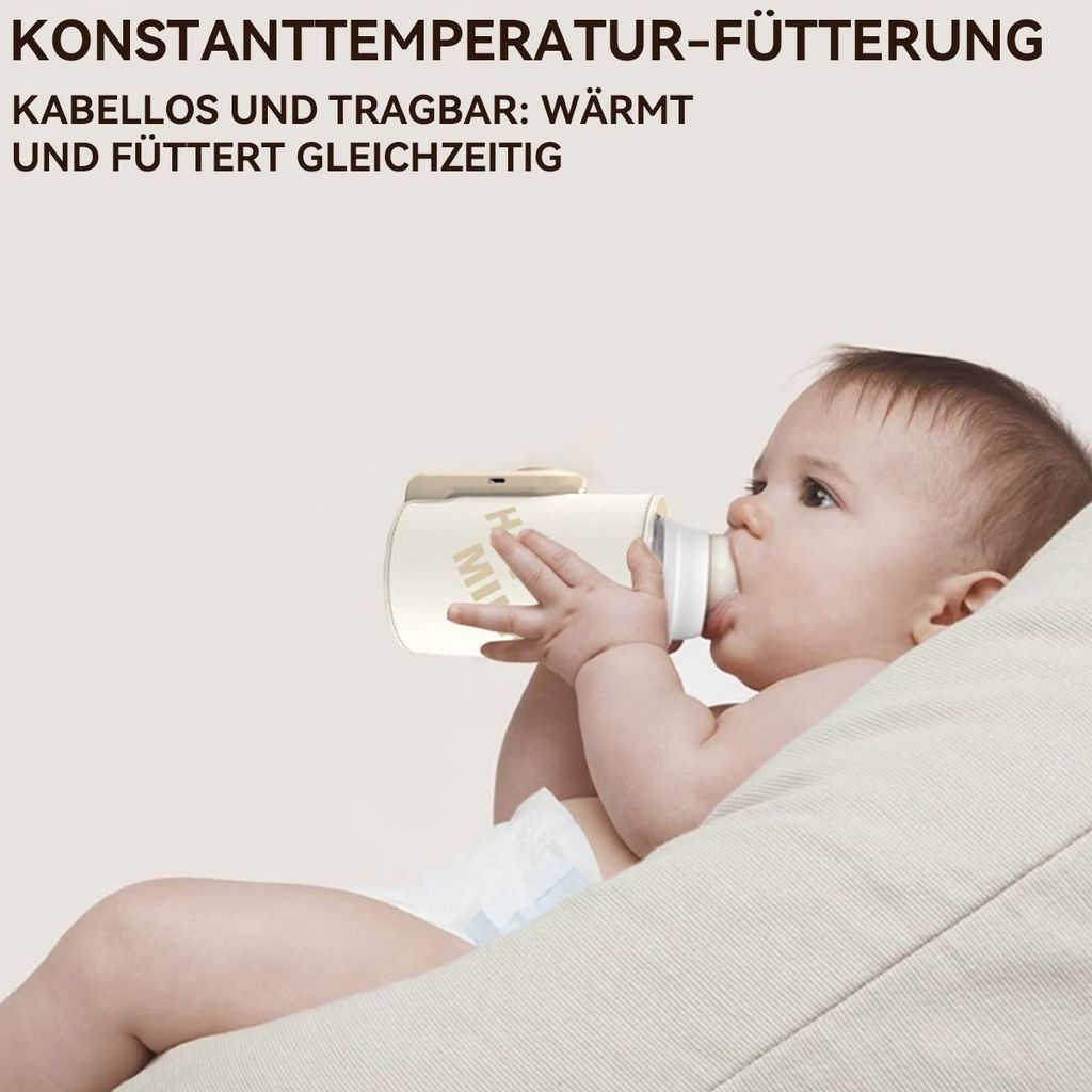 Ein Baby trinkt aus einer Flasche, die von einer Hand gehalten wird.