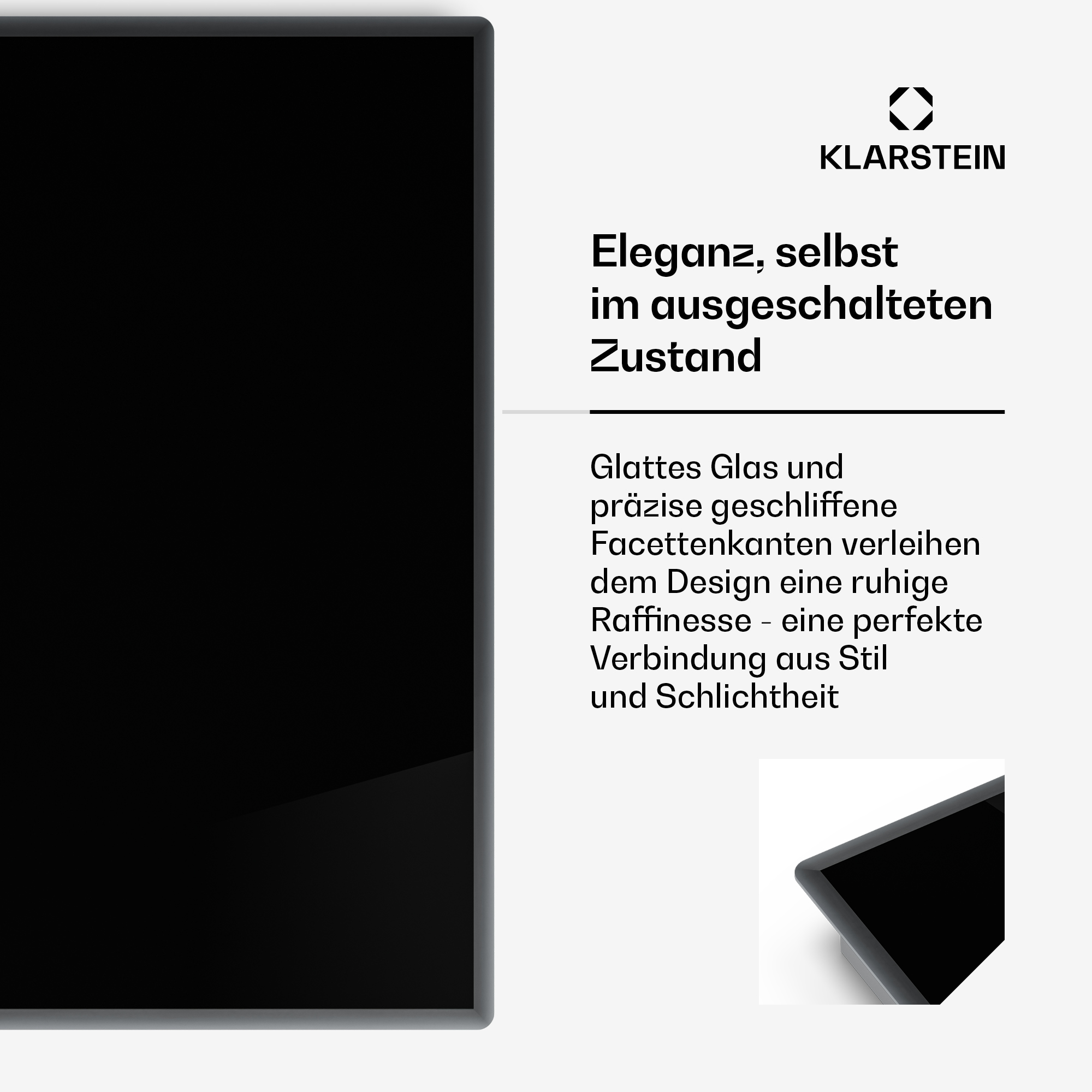 Klarstein Logo und Produktabbildung eines schwarzen Geräts mit Text.