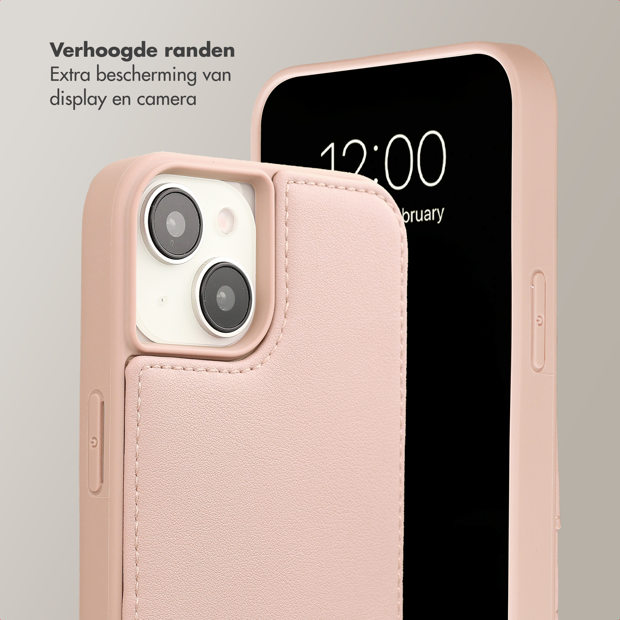 Eine rosafarbene Handyhülle mit erhöhten Rändern, die das Display und die Kamera schützt.