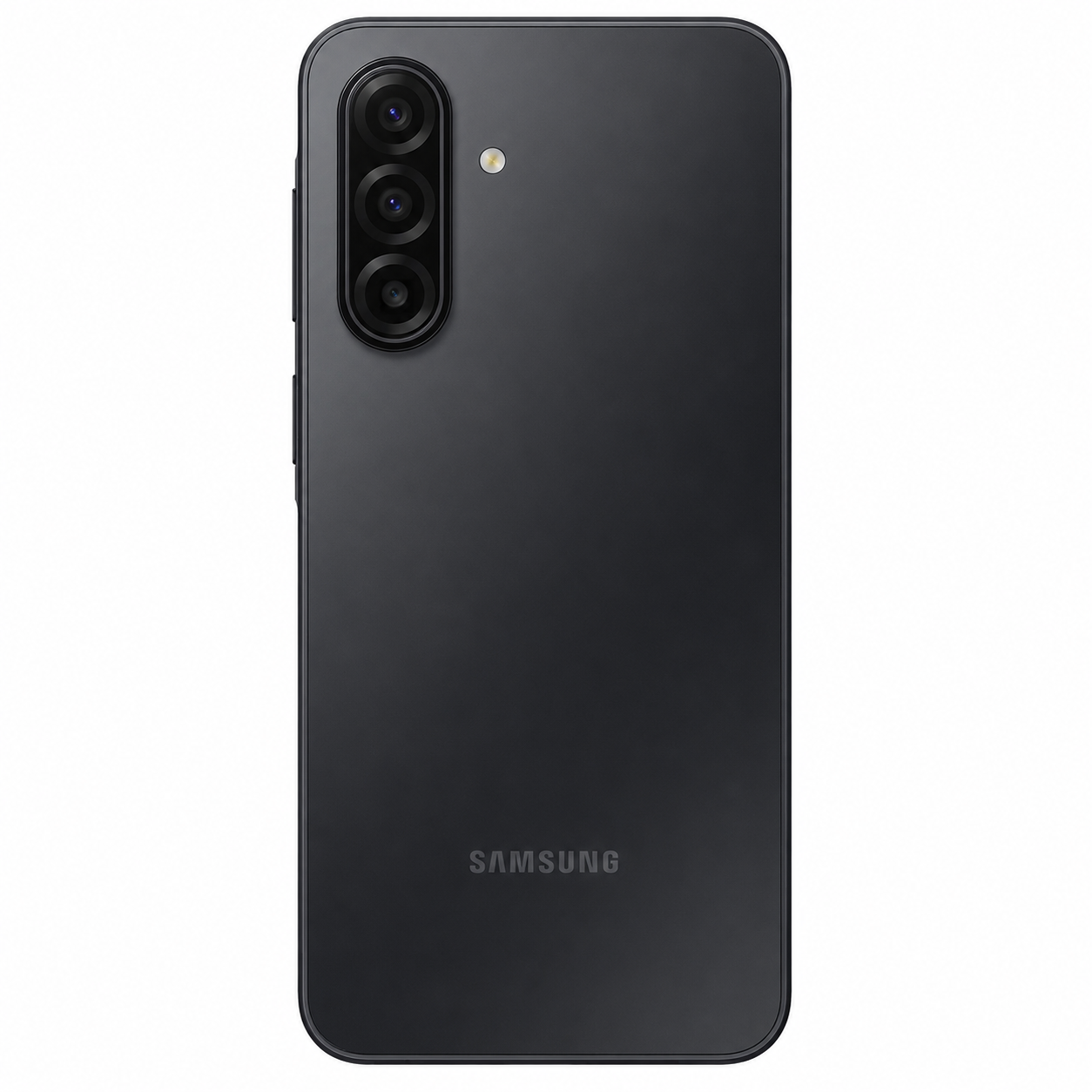 Retro di uno smartphone Samsung nero con tripla fotocamera e flash.