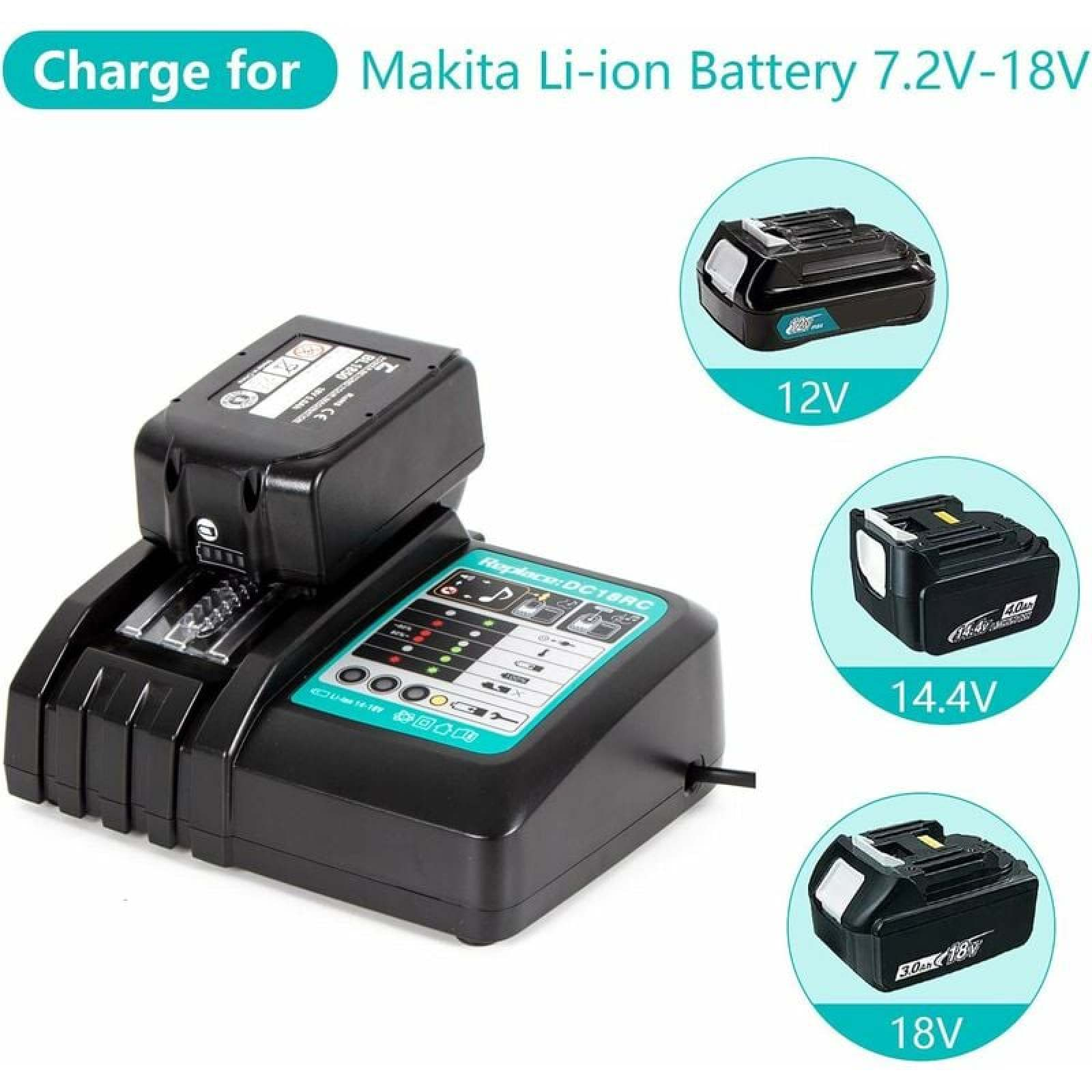 Makita Li-ion Ladegerät mit 12V, 14.4V und 18V Akkus