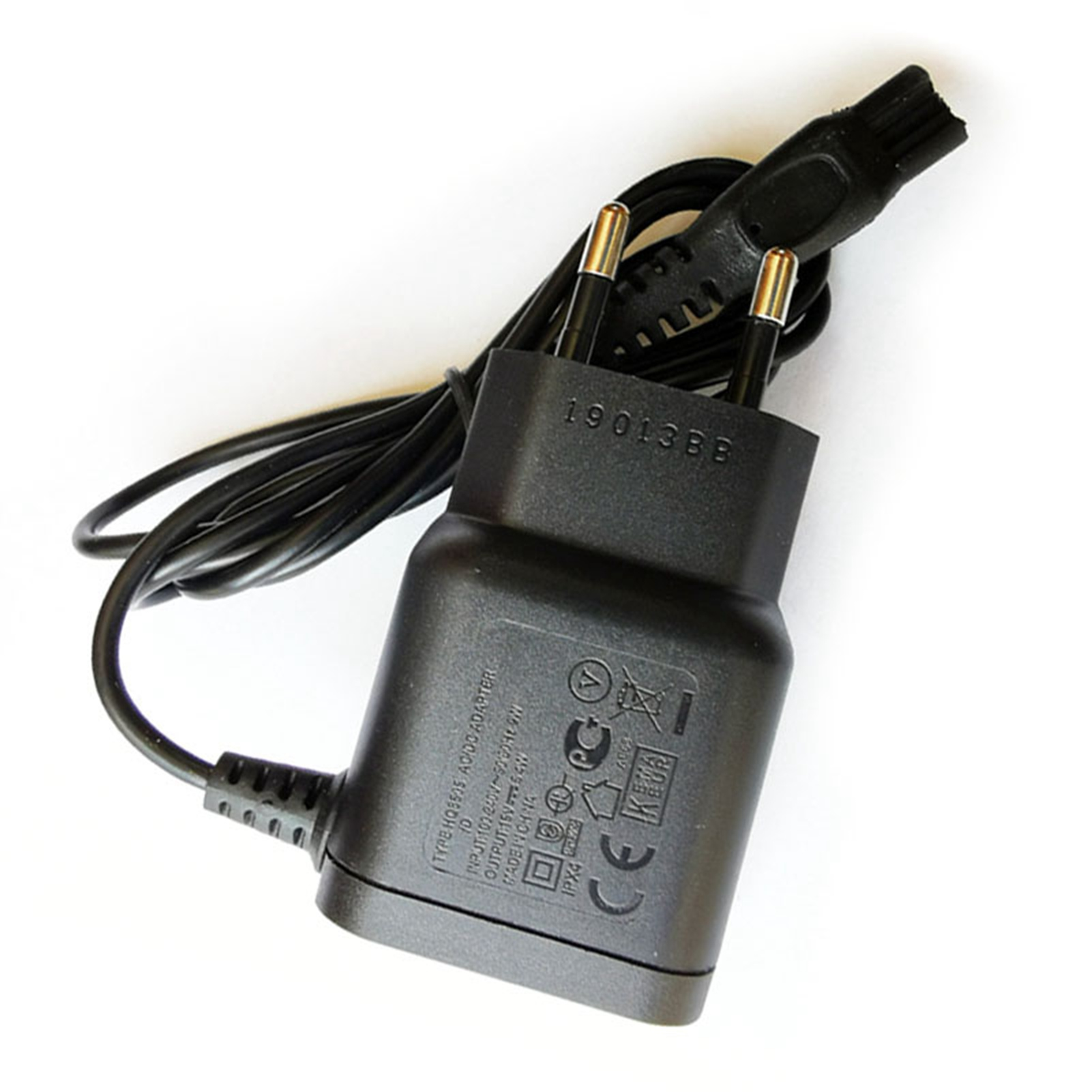Schwarzer AC/DC-Adapter mit Kabel und Eurostecker, Modell HQ3505.