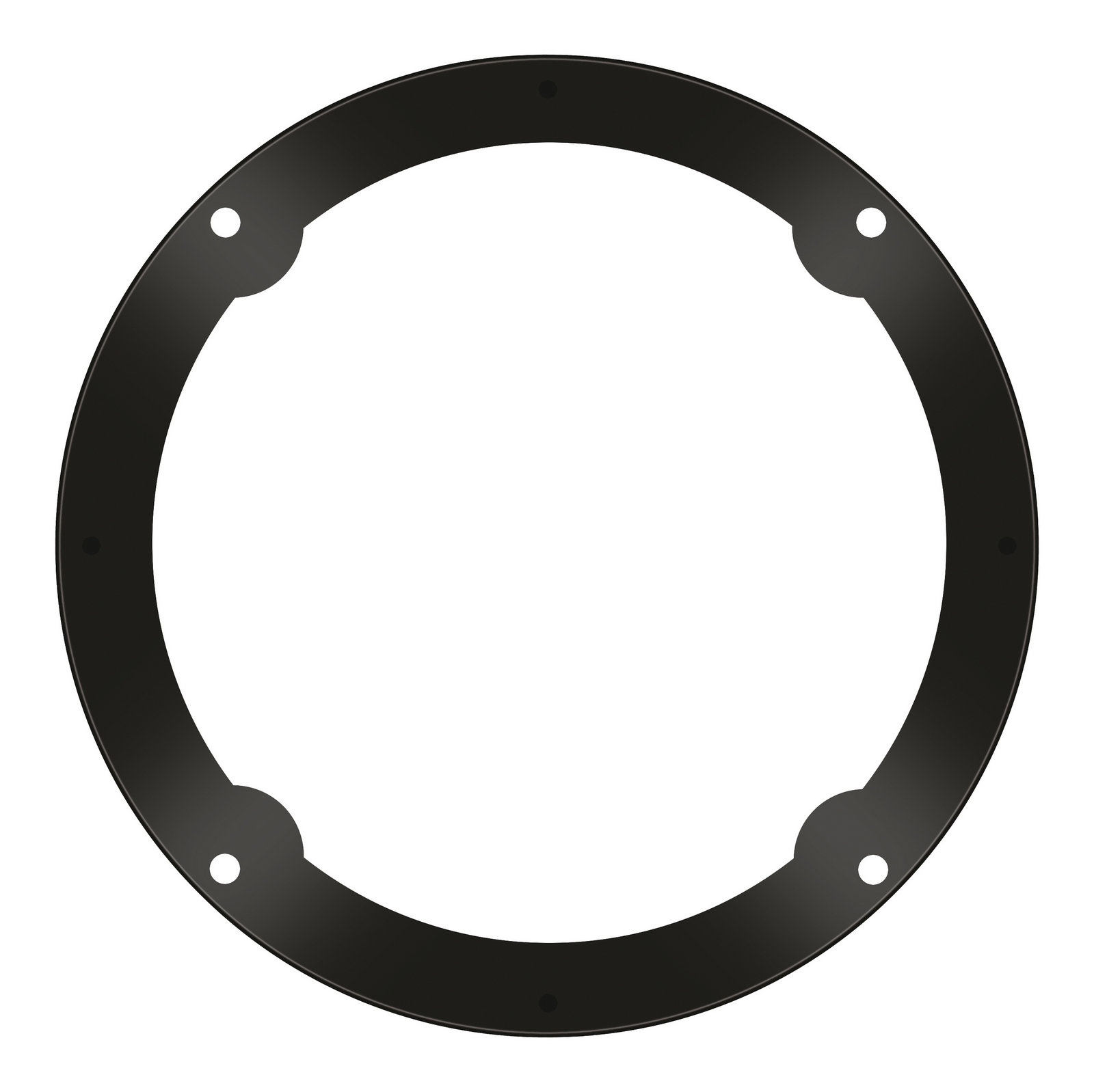 Ein schwarzer Ring mit vier kreisförmigen Ausschnitten und vier Löchern.