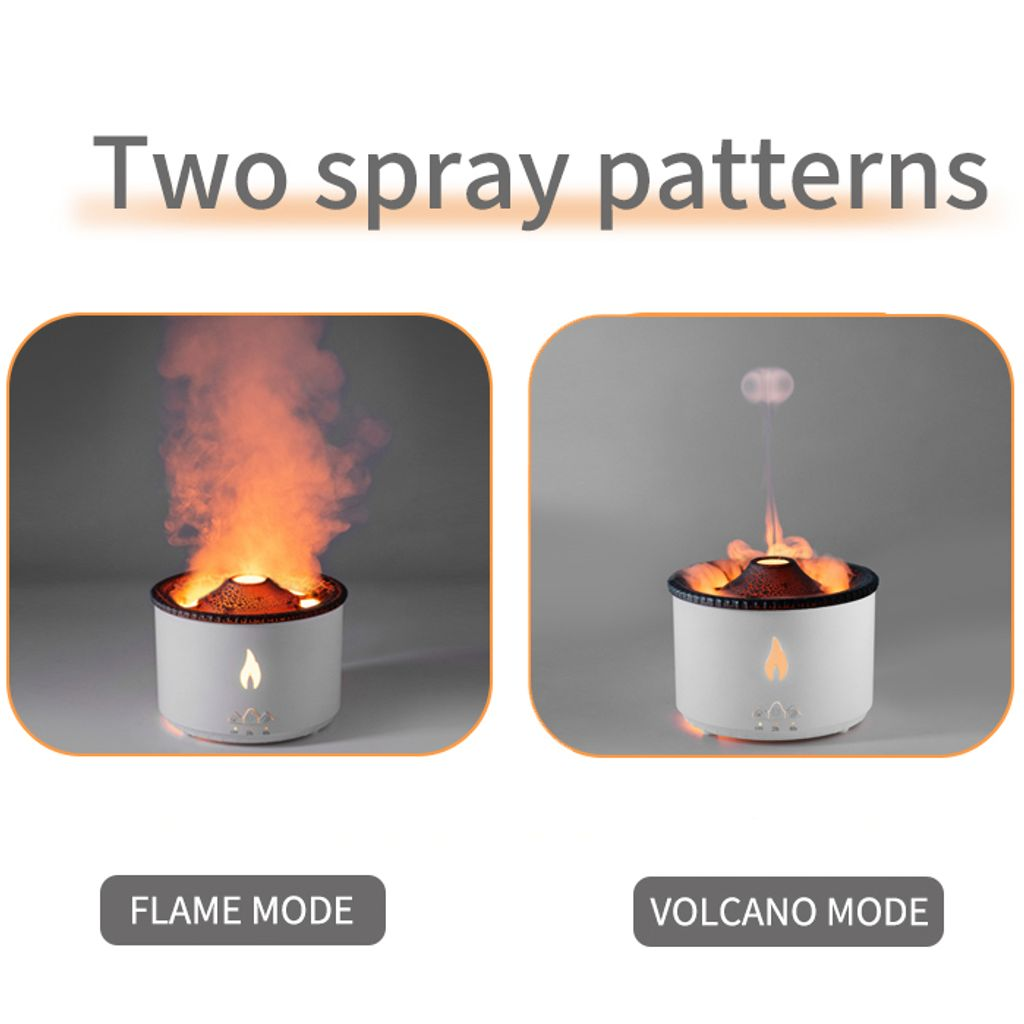 Zwei Diffusoren: einer mit Flammen-Effekt, einer mit Vulkan-Effekt.