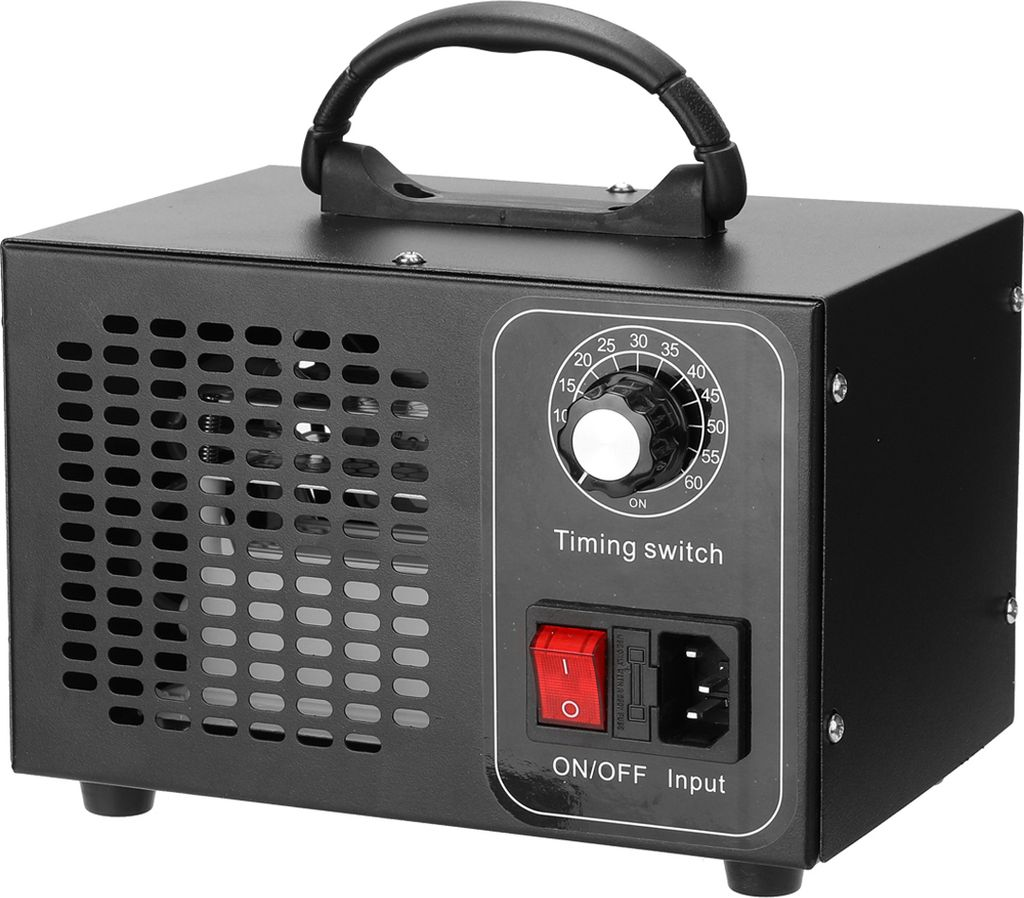 Schwarzer Ozon-Generator mit Timer und Ein-/Ausschalter.
