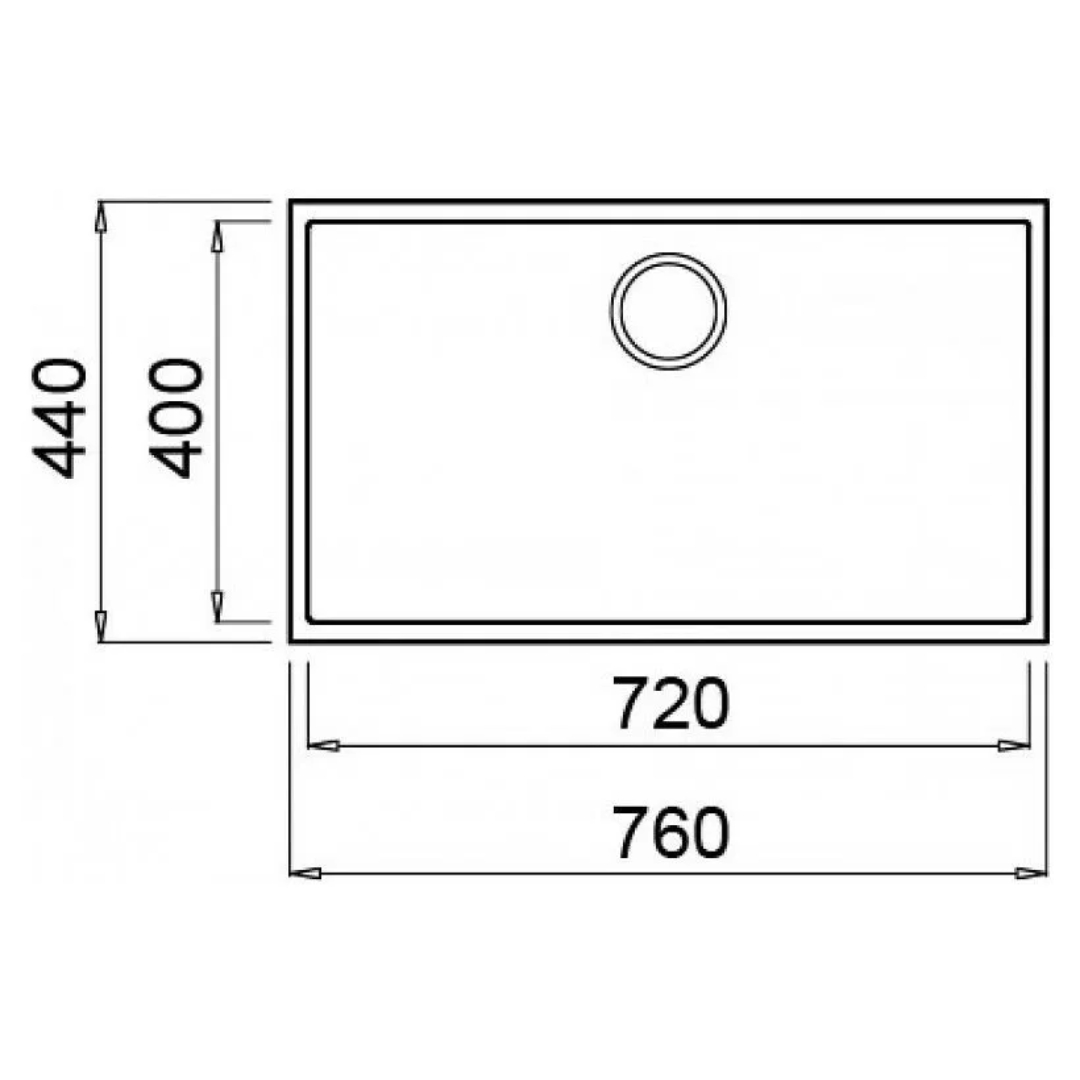 Disegno tecnico di un rettangolo con dimensioni.