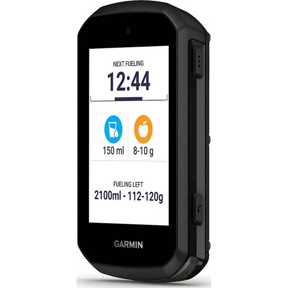 Garmin bisiklet bilgisayarı 12:44, 150ml sıvı ve 8-10g besin gösteriyor.