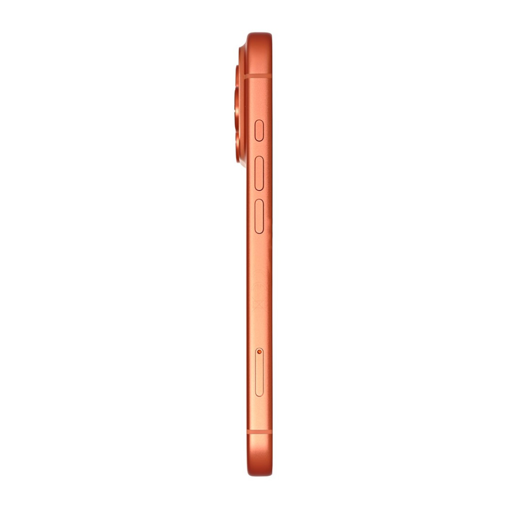 Pomarañczowy smartfon w profilu na bia³ym tle.