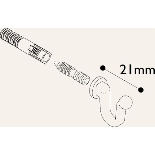 Vidalı ve dübelli duvar askısı, 21 mm.