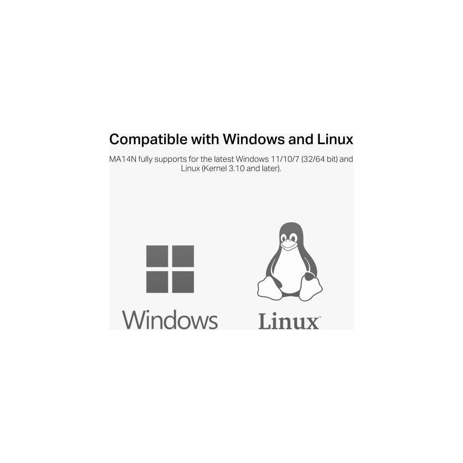 Windows ve Linux ile Uyumlu. Windows ve Linux logolarını gösterir.