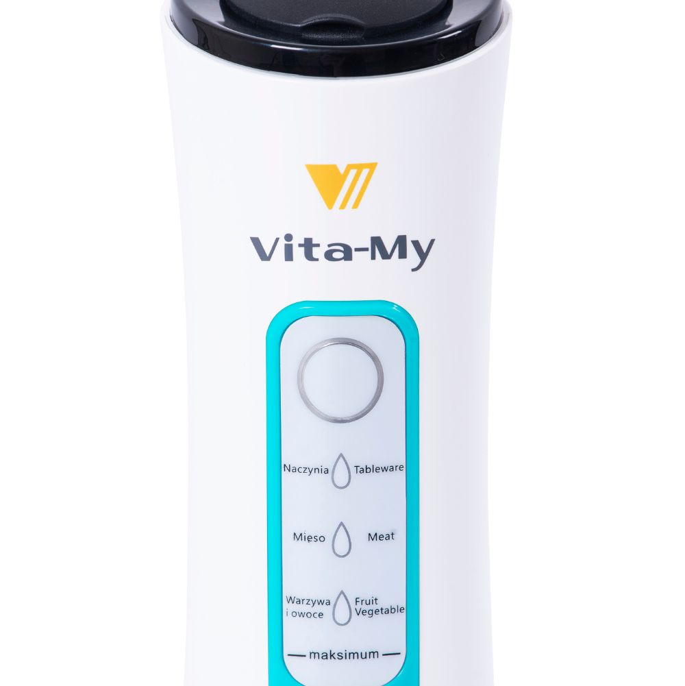 Blender Vita-My z przyciskami do naczyń, mięsa i owoców/warzyw.