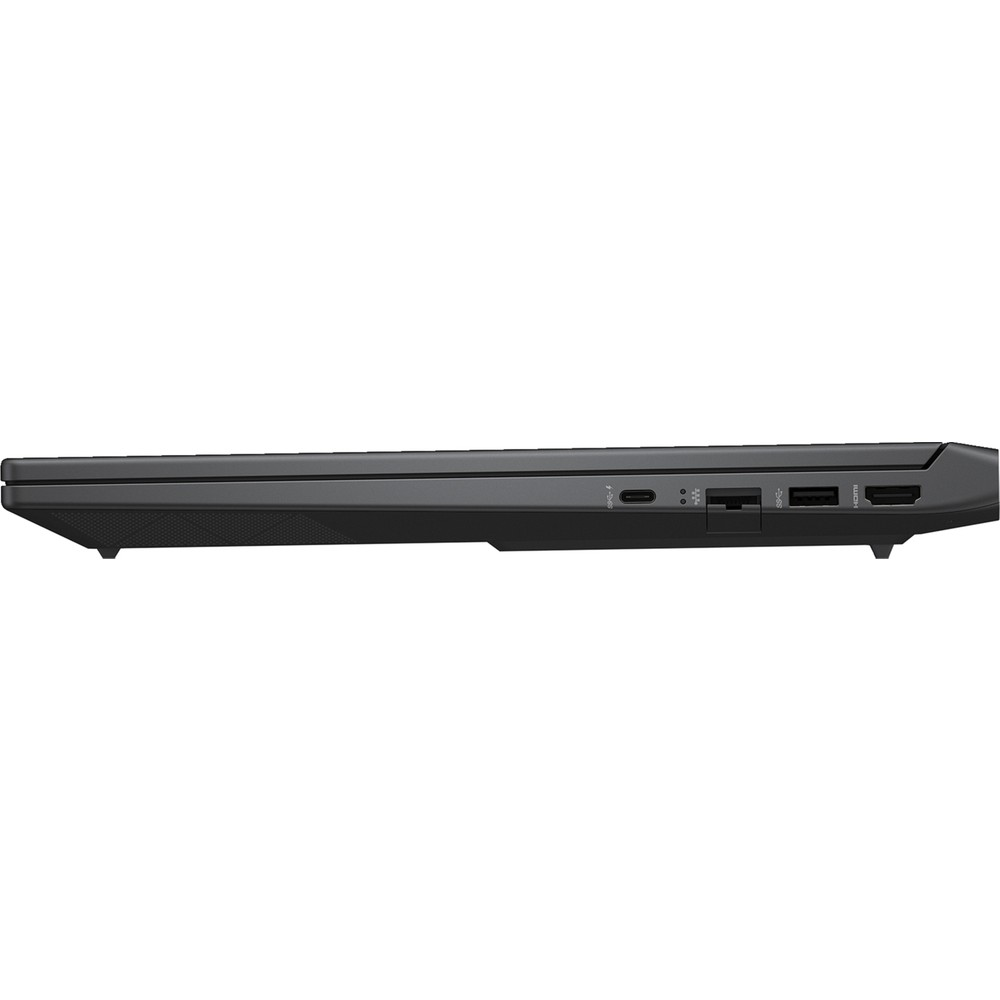 Bağlantı noktaları: USB-C, 2x USB-A, HDMI gösteren siyah dizüstü bilgisayarın yan görünümü.