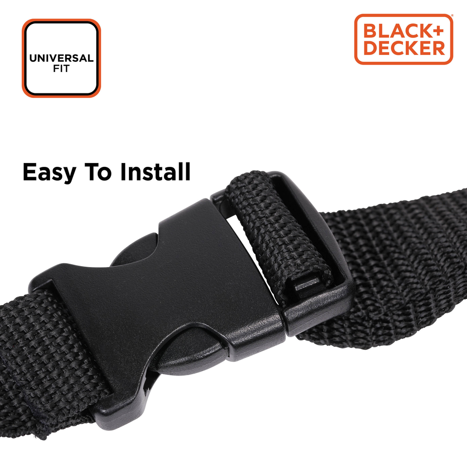 Boucle noire à dégagement rapide sur une sangle avec texte 'Easy To Install'.