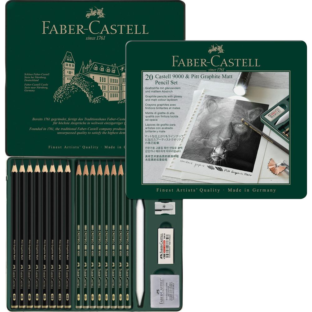 Faber-Castell Stifte-Set mit Schloss-Motiv und Bleistiften.