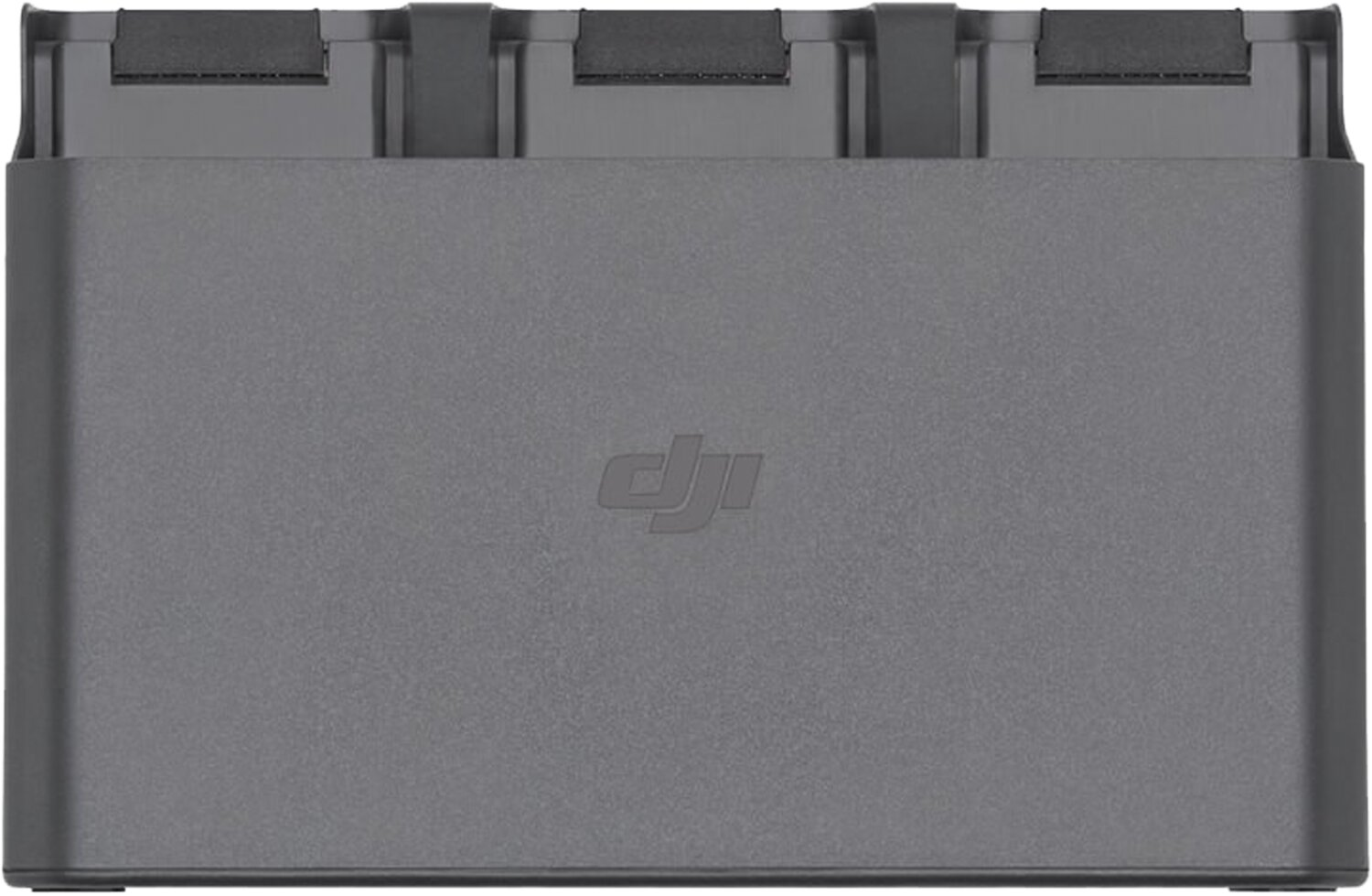 Batteria DJI grigia con logo visibile e quattro connettori in alto.