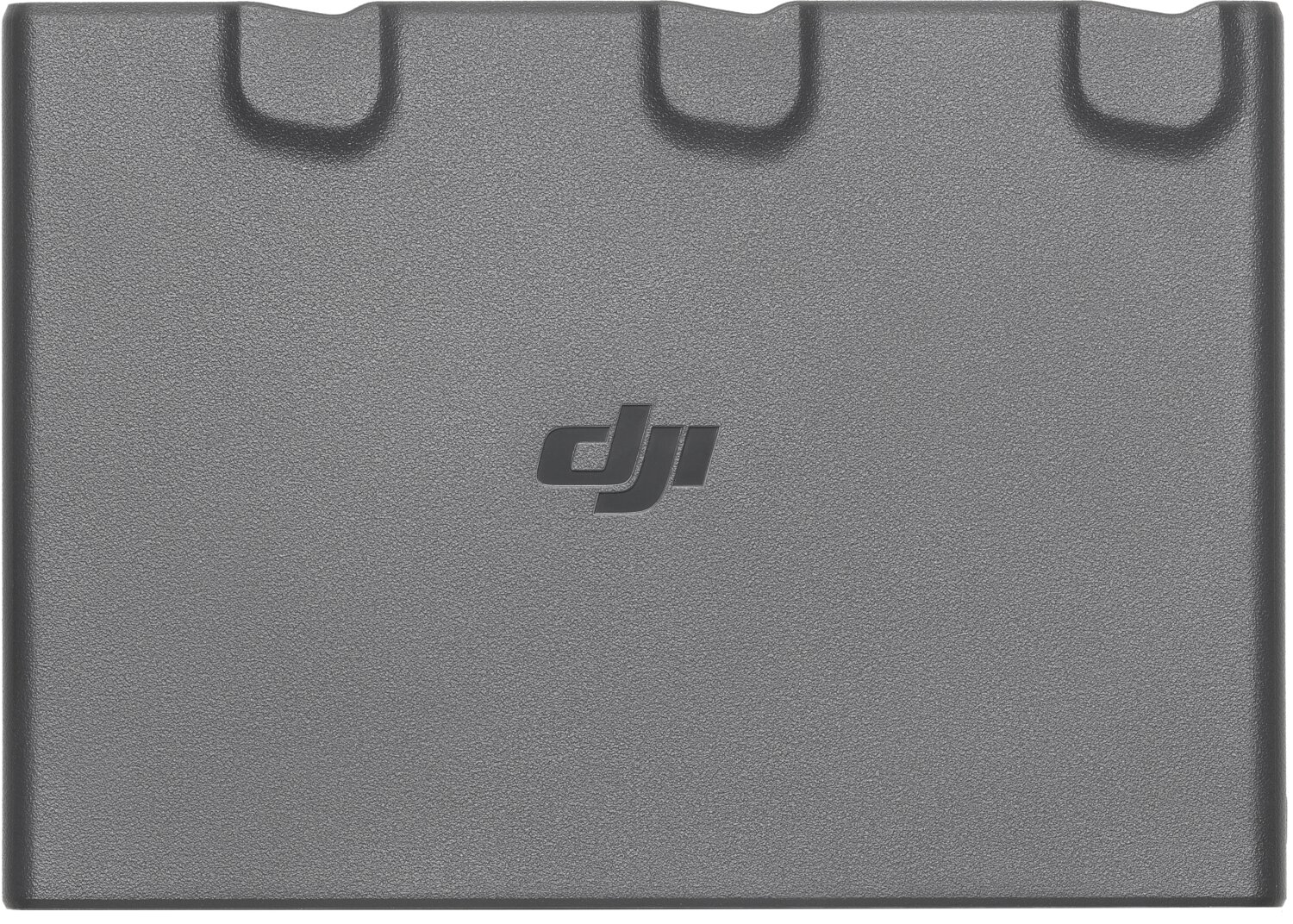 Graue DJI-Batterieabdeckung mit texturierter Oberfläche und drei Aussparungen oben.