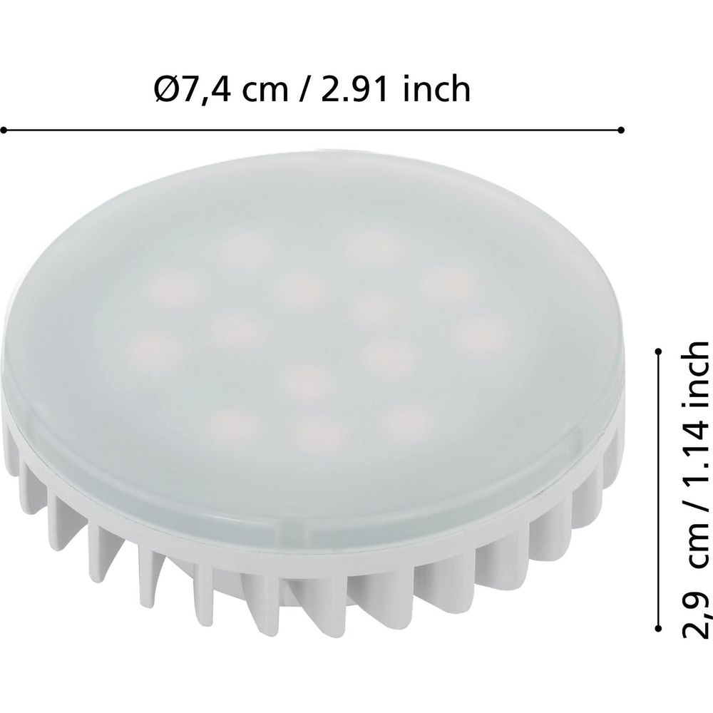 Lampe LED ronde blanche à bord nervuré, 7,4 cm de diamètre.