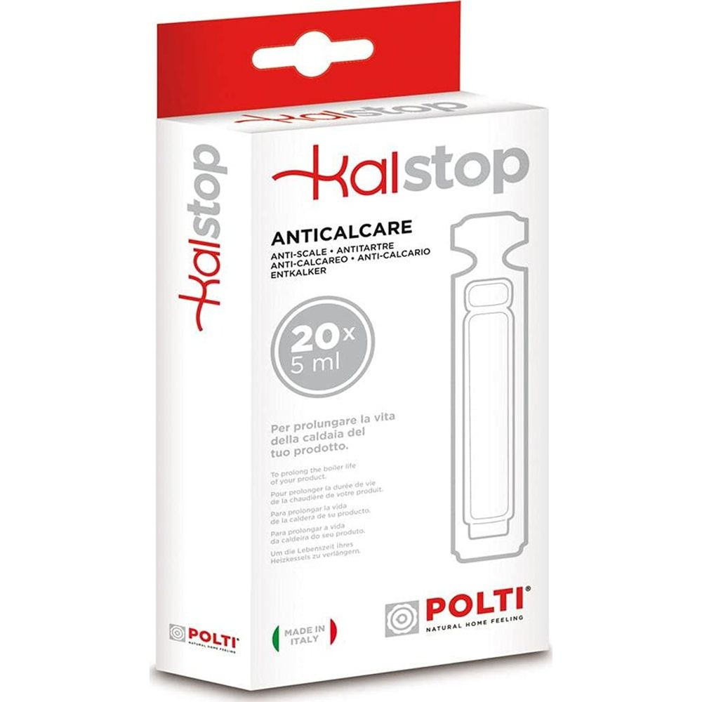 Kırmızı baskılı beyaz kutu, Kalstop Anticalcare 20x 5ml gösteriyor.