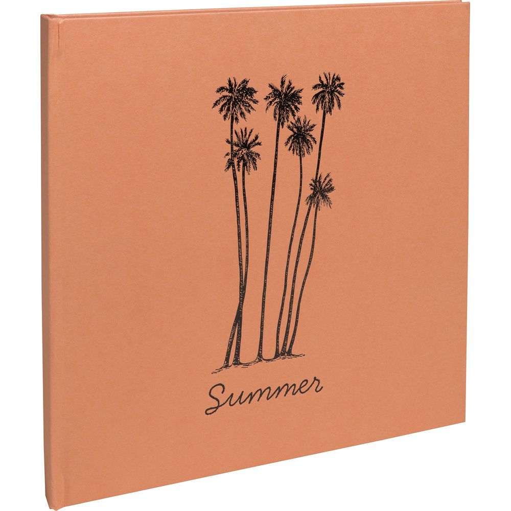 Una portada de libro naranja con un dibujo de palmeras y la palabra Verano.