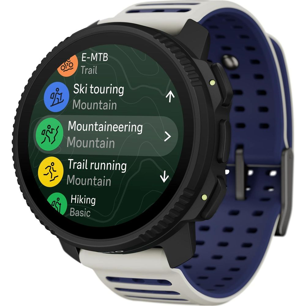 Smartwatch con opzioni di attività: E-MTB, Sci alpinismo, Alpinismo, Trail running, Escursionismo.