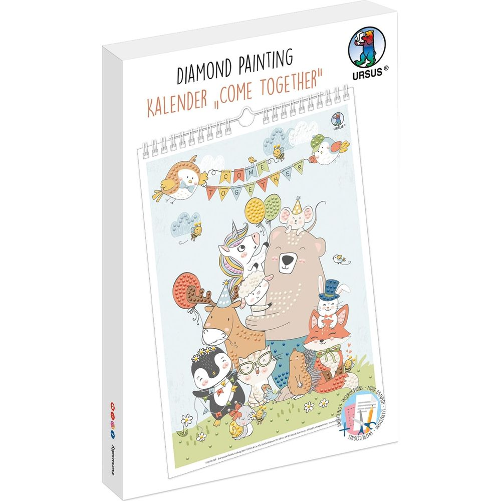 Ein Kalender-Set mit niedlichen Tieren, die zusammen feiern.