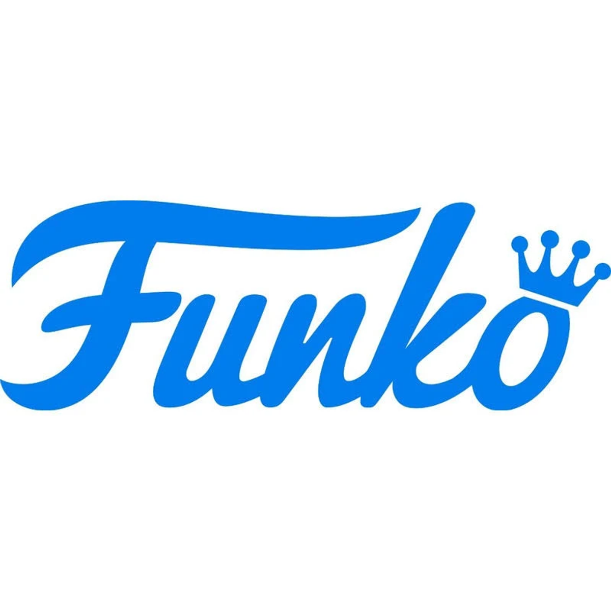 Texto azul del logo de Funko con una corona sobre la 'o'.