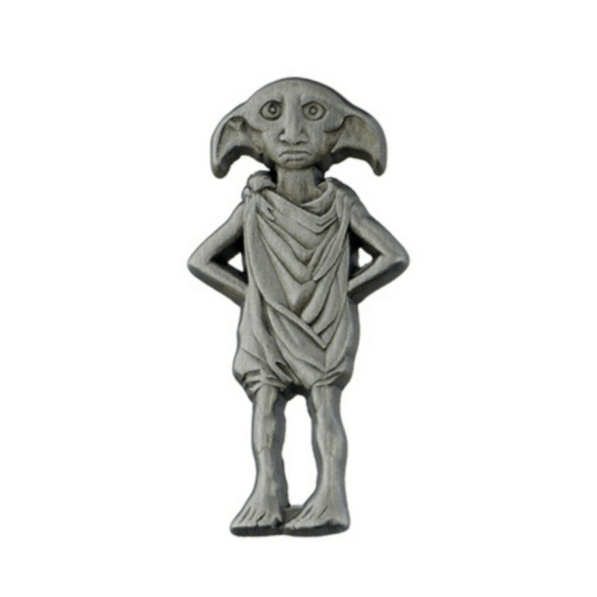 Una figura gris parecida a Dobby, con orejas grandes y túnica drapeada.