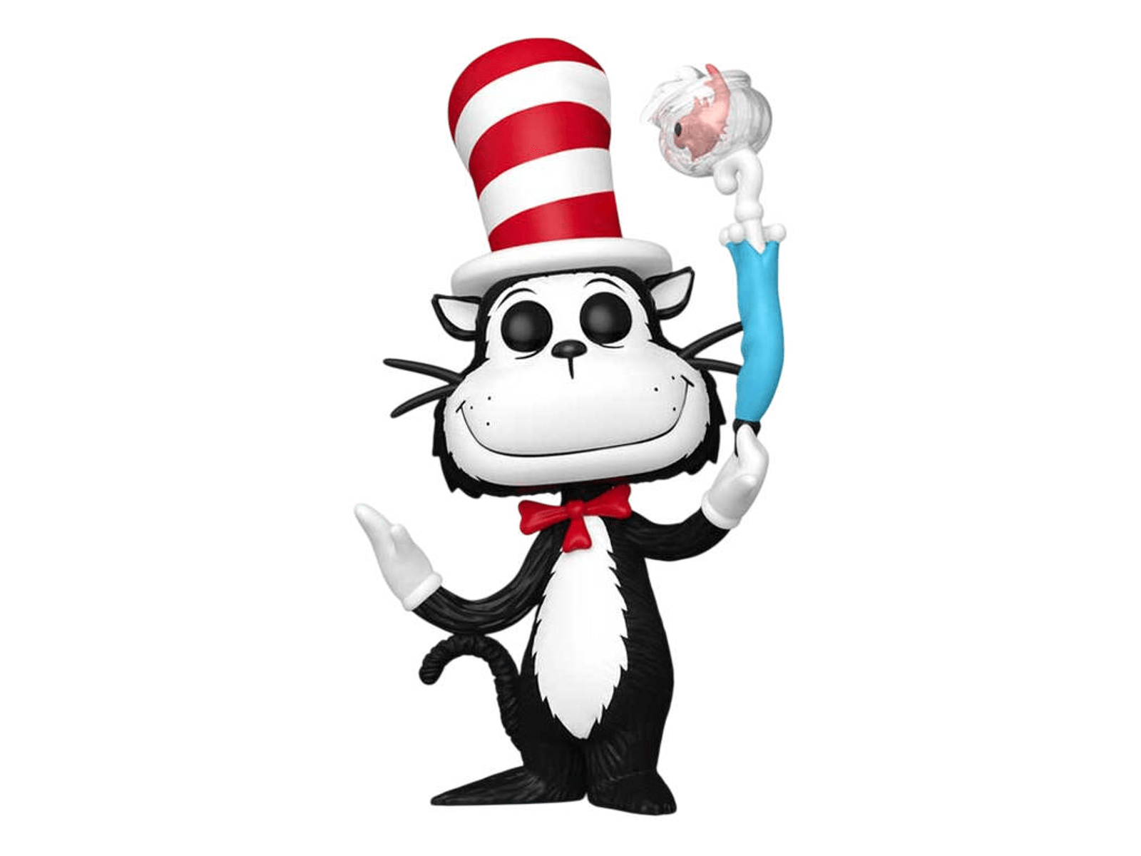 Figura del Gato en el Sombrero con sombrero rojo y blanco y pajarita.