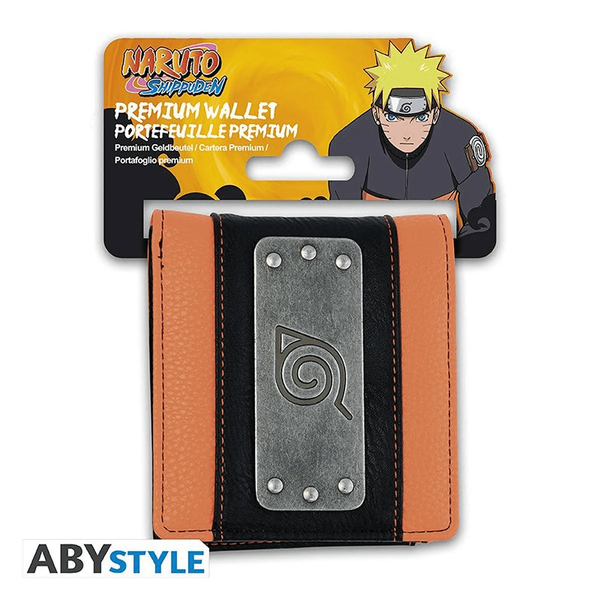 Naruto Shippuden Wallet mit Konoha-Symbol und Naruto-Grafik auf der Verpackung.