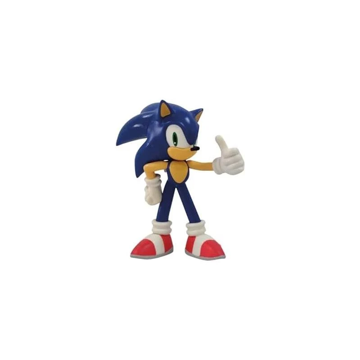 Süße Sonic-Figur mit Daumen hoch, trägt blaue Weste und rote Schuhe.