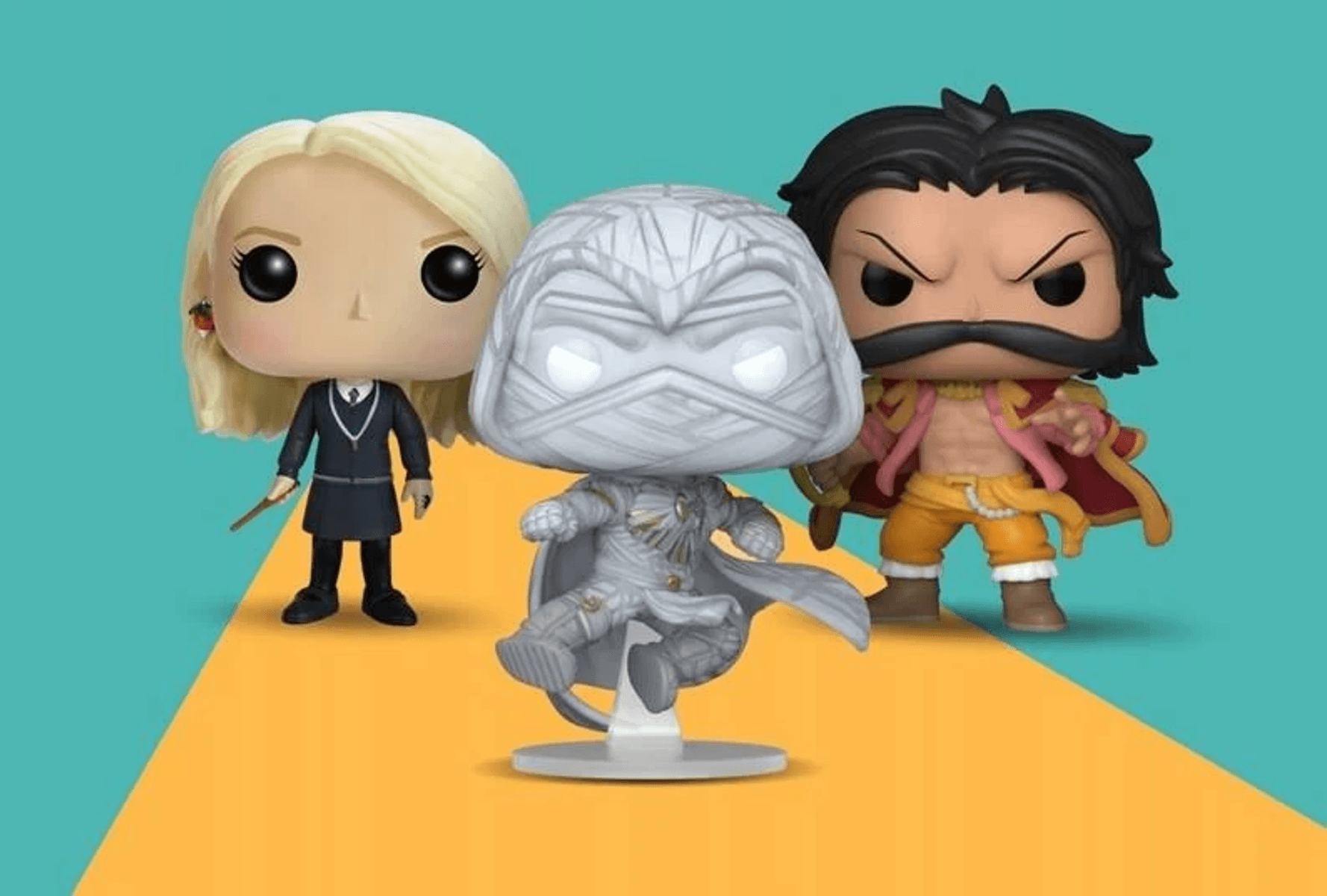 Tres figuras Funko Pop!: una rubia, una blanca y una de pelo negro.