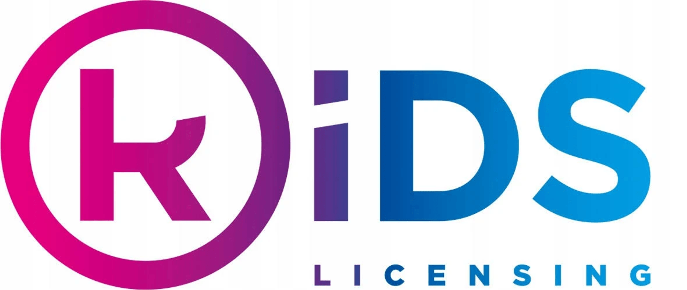 Logo mit "KIDS LICENSING". "K" in einem Kreis, "IDS" und "LICENSING" daneben.
