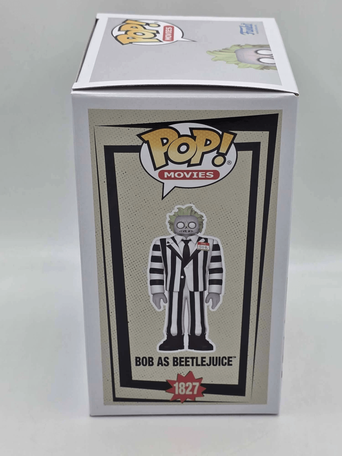 Caja Funko Pop con figura de Beetlejuice y estampado "Bob as Beetlejuice 1827".