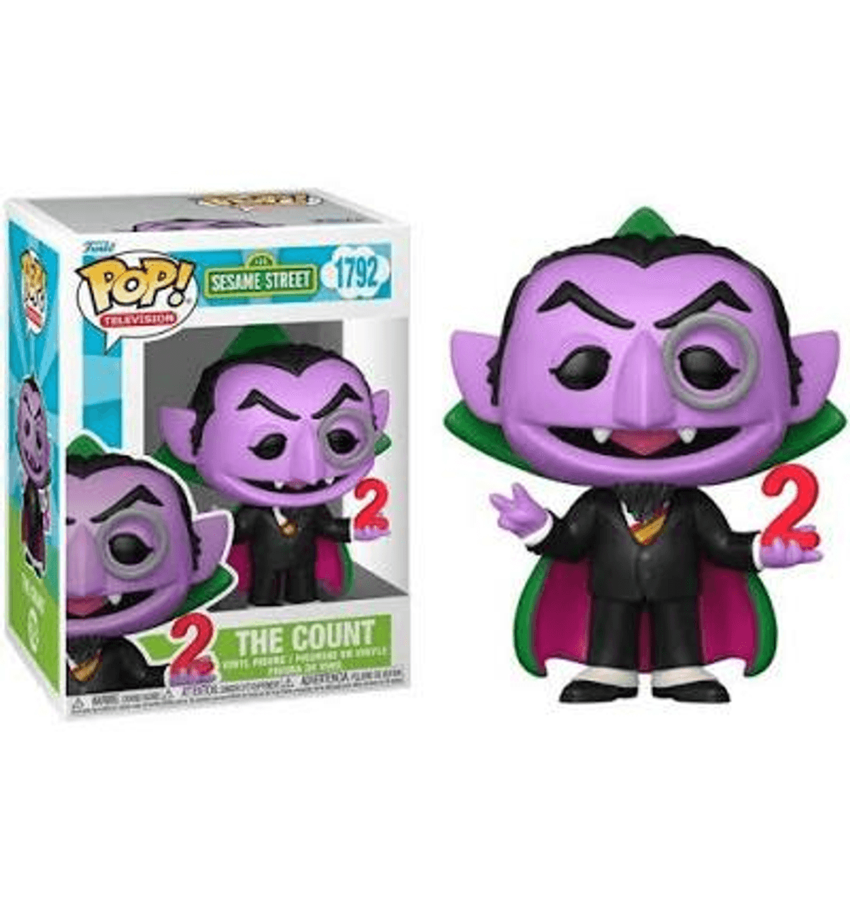 La figura Funko Pop! morada del "Conde von Zähl" con monóculo.