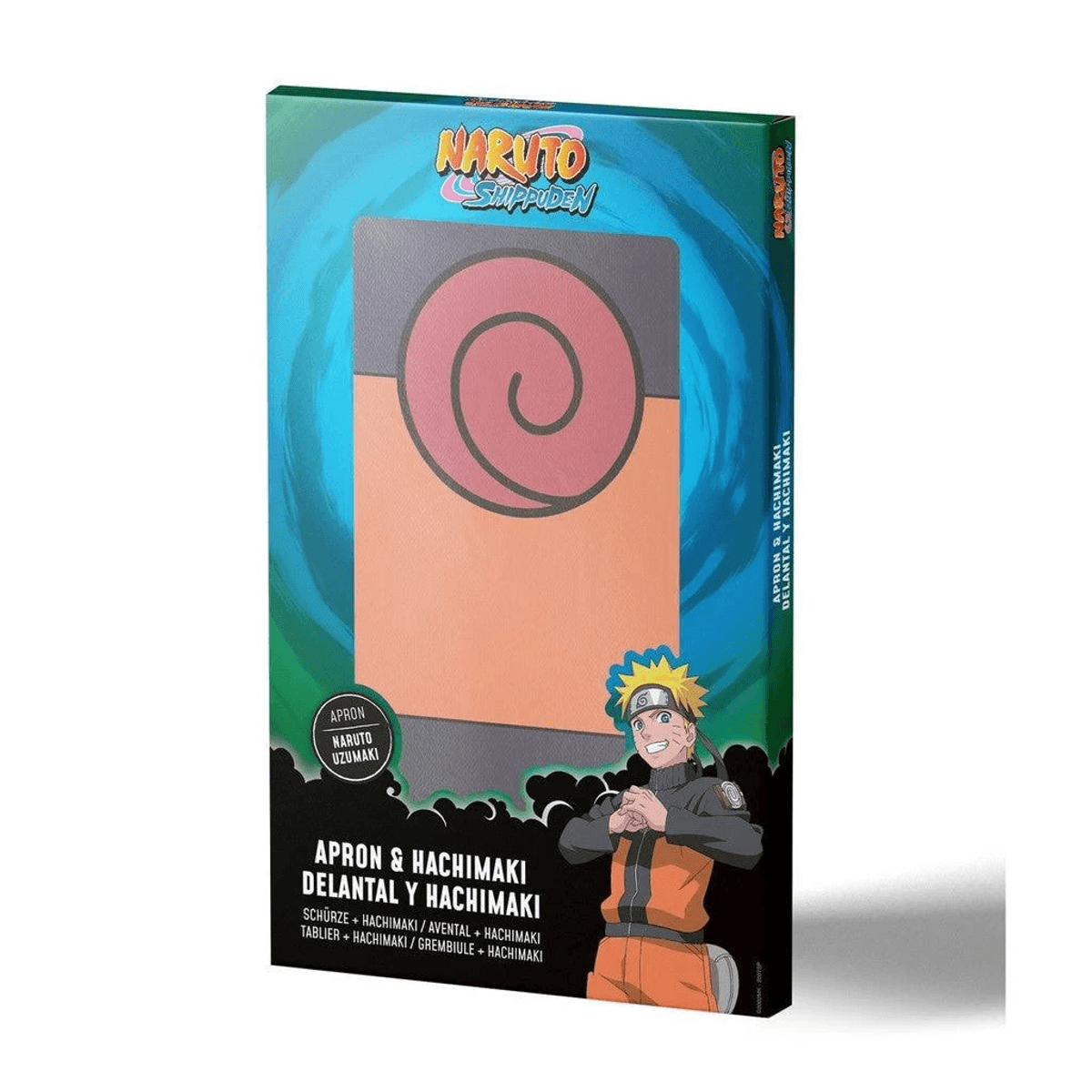 Embalaje de delantal y hachimaki de Naruto Shippuden con Naruto Uzumaki.