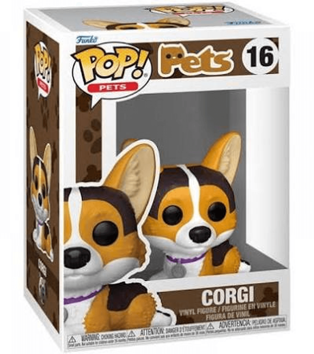 Caja de figuras de vinilo Funko Pop! Corgi 16. Se aprecian dos perros.