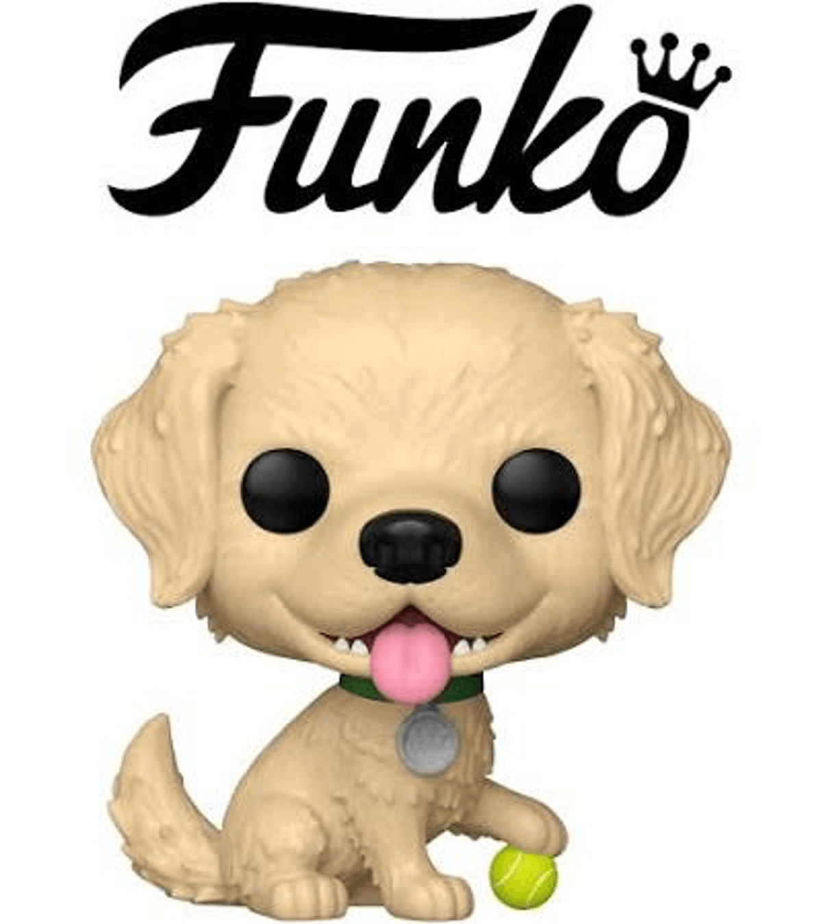 Figura Funko Pop de un cachorro golden retriever con pelota.
