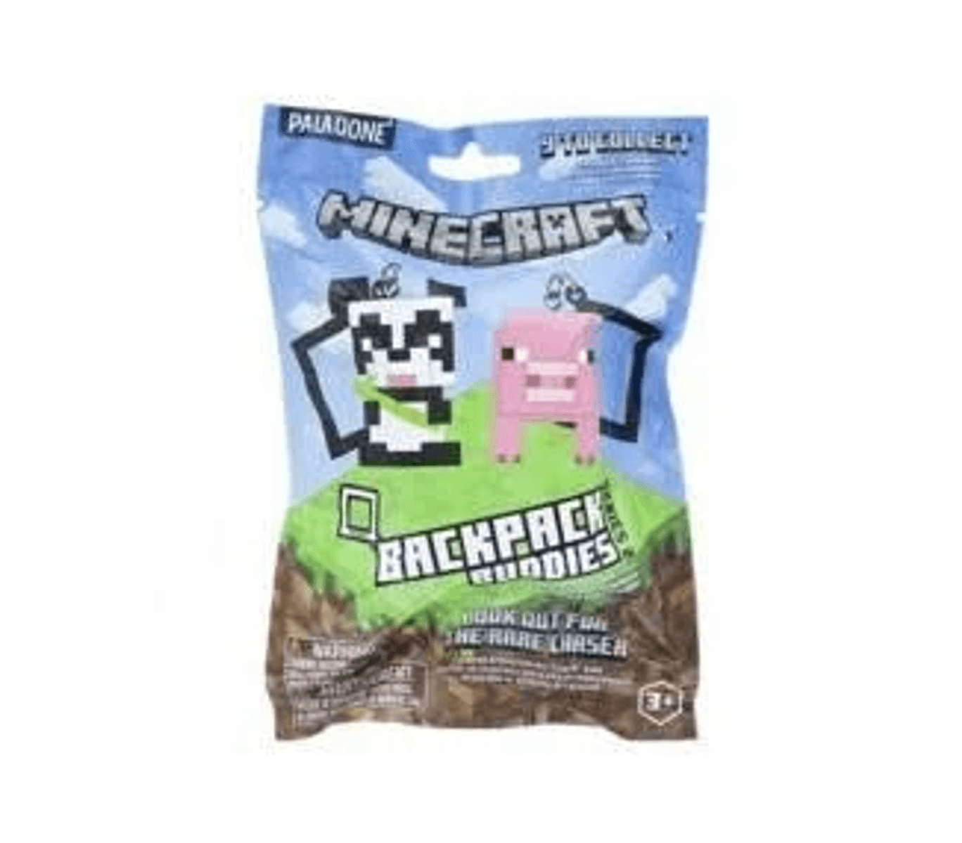 Una bolsa "Backpack Buddies" de Minecraft con un panda y un cerdo.