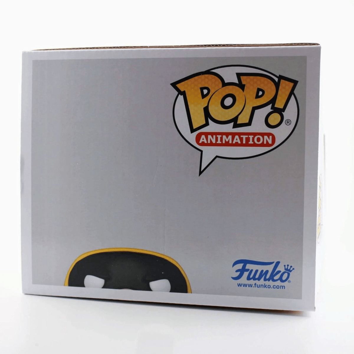 Graue Box mit Pop! Animation Logo und Funko-Logo. Batman-Augen sind sichtbar.