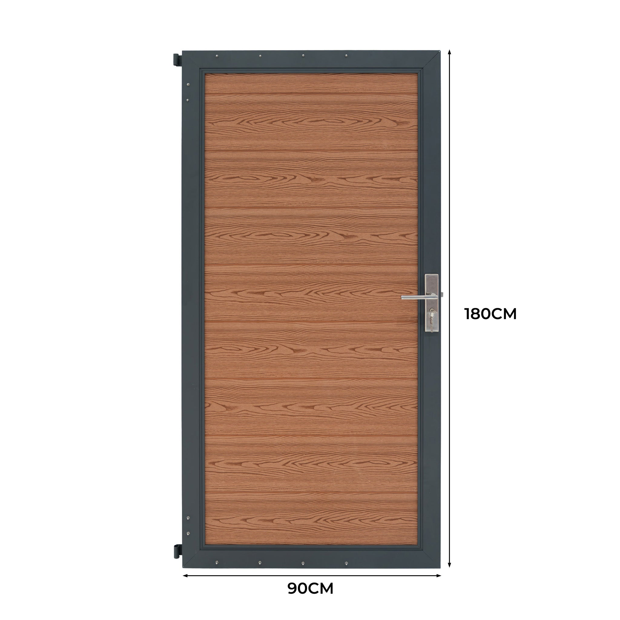 Una puerta gris con veta de madera, 180x90cm.